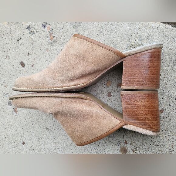 Vintage Candies Suede Leather Mules Size 10M Wood Heel - Picture 12 of 13